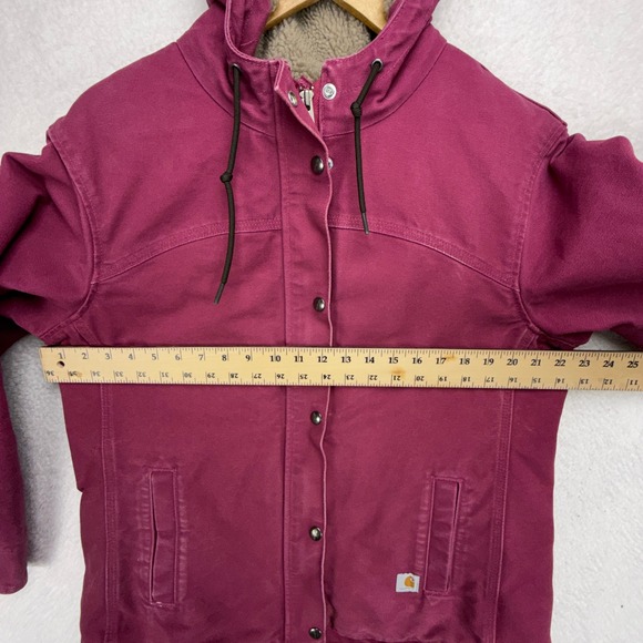 Carhartt Sandstone Berkley Jacket Sherpa Lined Women Medium 100657 654 Raspberry - Picture 5 of 16